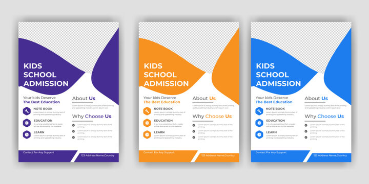 Creative and modern online school education admission flyer poster template