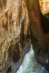 The Aare Gorge in the Swiss mountains.