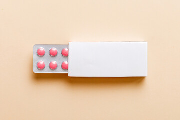 Blank White Product Package Box Mock-up. Open blank medicine drug box with blister top view