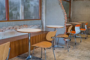 Empty Chairs and table in modern office,industrial style.