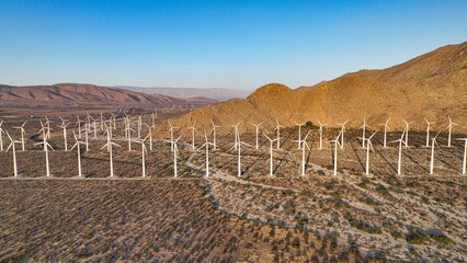 Wind turbines in Cabazon, CA © Purposedvideo/Wirestock Creators