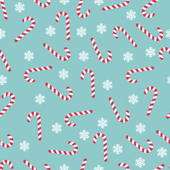 Christmas candy pattern on blue background.