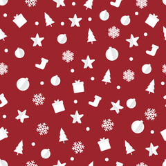 Christmas vector seamless pattern with gift and snowflake, present
