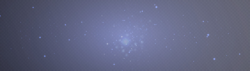 Glowing blue effect with lots of shiny particles isolated on transparent background. Vector star cloud with dusty reflections for design and illustrations.