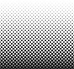 Geometric pattern of black figures on a white background. Seamless in one direction.SCALE method