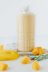Vertical shot of the Pineapple Protein Shake