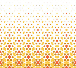 Geometric pattern of color figures on a white background.Arabic ornament.Option with a AVERAGE fade out.SCALE method.Orange,yellow and red