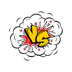 VS Comics frame. Versus comic fighting duel and fight confrontation logo. Vs battle challenge, vector conflict cartoon symbol on transparent background