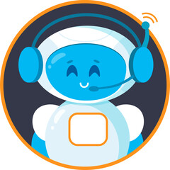 Chatbot icon. Cute smiling robot. Cartoon character illustration