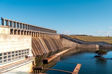 Hume Dam in Riverina, New South Wales, Australia on a sunny day