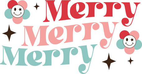 Merry Merry Merry Retro SVG Design.