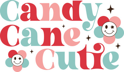 Candy cane cutie Retro SVG Design.