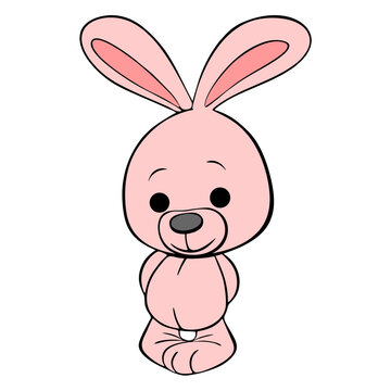 cute cartoon pink hare drawing,isolated element,decor