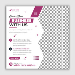 Grow your business with us, a promotional square web post banner template for increasing business