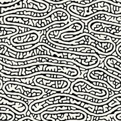 Vector seamless pattern. Abstract striped texture with bold monochrome waves. Creative background with hand drawn blots. Decorative design with distorted effect.