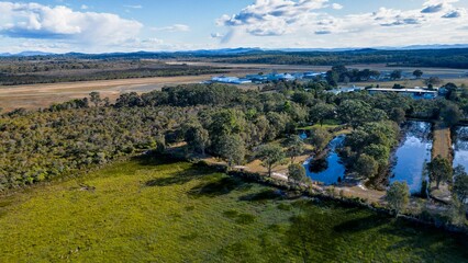 Aerial view of the forest landscape near Port Macquarie in New South Wales, Australia