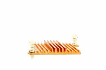 Copper heatsink to release heat from the chipset isolated in white background