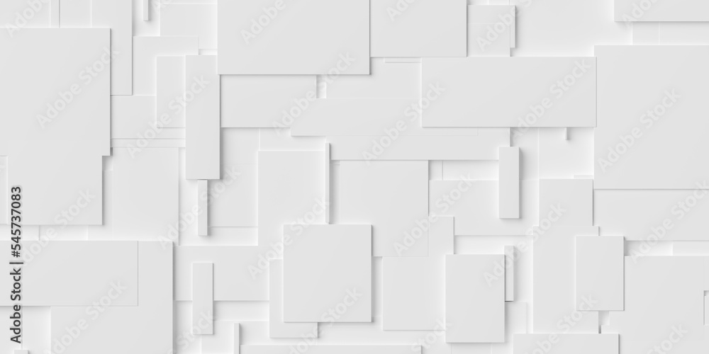 Poster randomly positioned and scaled white cube boxes block background wallpaper banner geometry pattern