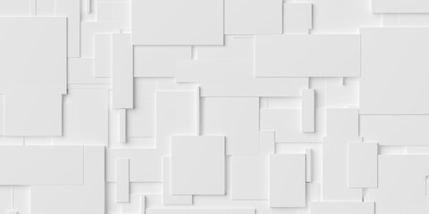 Randomly positioned and scaled white cube boxes block background wallpaper banner geometry pattern