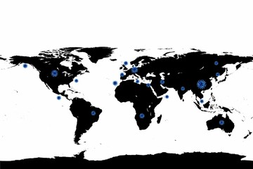 Coronavirus outbreak spread on map in white background