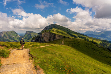 Hiking trail in the Swiss mountains.