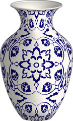 Navy blue China porcelain vase curve spiral cross vine flower