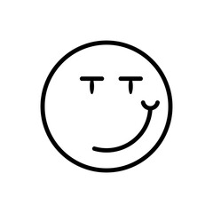 sarcasn emoji flat line icon - obrazy, fototapety, plakaty