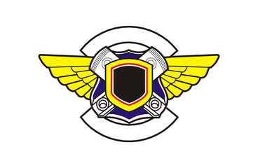 piston spark plug with wing emblem stamp badge logo