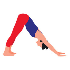 Female yoga poses. Vector illustration of a beautiful cartoon woman