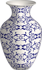 Navy blue China porcelain vase spiral curve cross chain