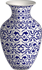 Navy blue China porcelain vase curve spiral round frame