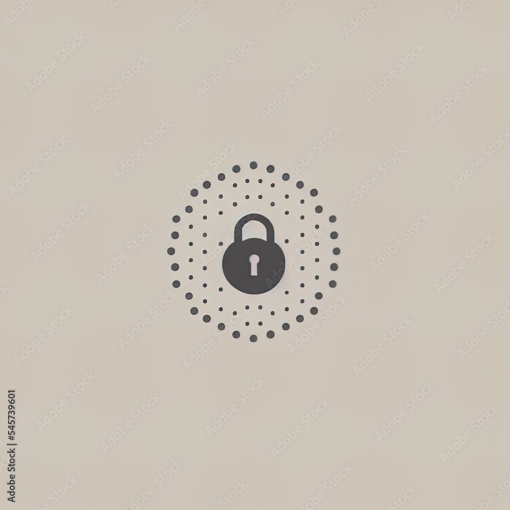 Poster grey lock vpn icon isolated on beige background. abstract circle random dots.