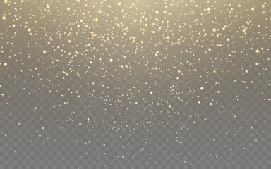 Glitter background. Falling glowing particles. Luxury greeting card. Magic sparkling effect template. Rich shiny stardust. Gold shining confetti explosion. Vector illustration