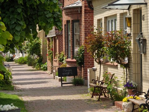 Street at the small city of Arnis at the river Schlei, Germany.