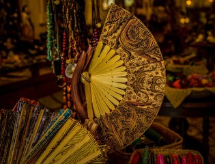 Spanish hand fans for sale in a street market