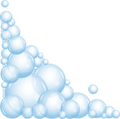 Soap foam with bubbles. Shampoo and soap foam sud. 