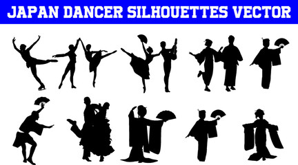 Japan Dancer Silhouettes Vector | Japan Dancer SVG | Clipart | Graphic | Cutting files for Cricut, Silhouette
