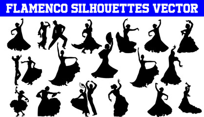Flamenco Silhouettes Vector | Flamenco Silhouettes SVG | Clipart | Graphic | Cutting files for Cricut, Silhouette
