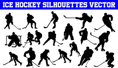 Ice Hockey Silhouettes Vector | Ice Hockey SVG | Clipart | Graphic | Cutting files for Cricut, Silhouette
