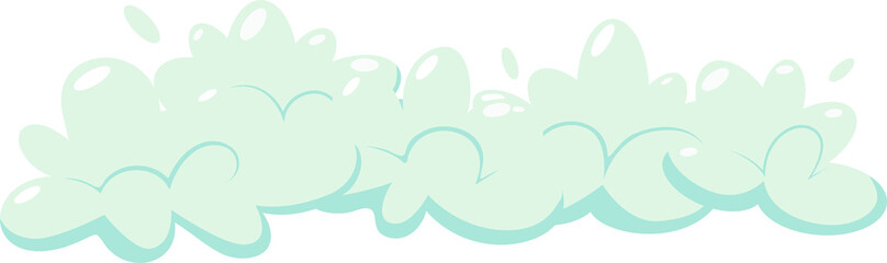 Soap foam with bubbles. Cartoon shampoo and soap foam suds. 