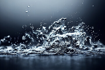Obraz na płótnie Canvas 3d render of water splash rain on puddle in the asphalt deep dark