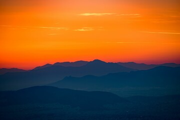 Beautiful shot of a sunset above the mountains