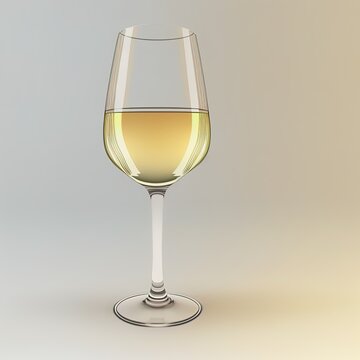 A glass of white wine and white background 3d illustration
