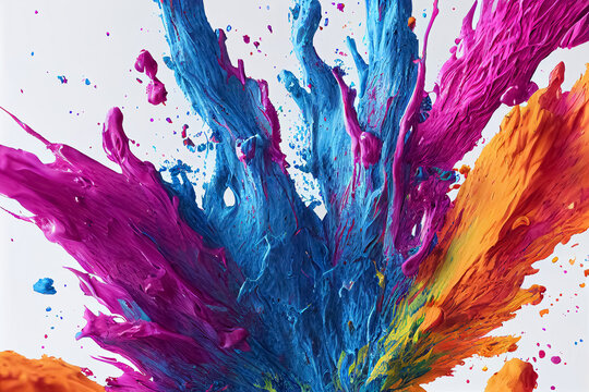 3d render of colorful splash watercolors explosion on white background