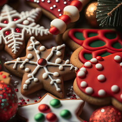 Fototapeta na wymiar Christmas cookie decorated digital 3D illustration