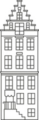 Old European houses. Architecture of the Netherlands. Outline illustration.