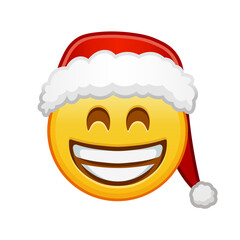Christmas grinning face with laughing eyes Large size of yellow emoji smile