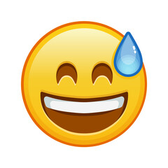 Smiling face in cold sweat with open mouth Large size of yellow emoji smile