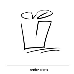 A hand-drawn sketch of a gift box. Vector logo