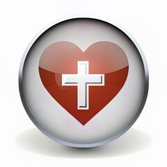 Obraz premium Cross with heart icon. Internet button on white background.